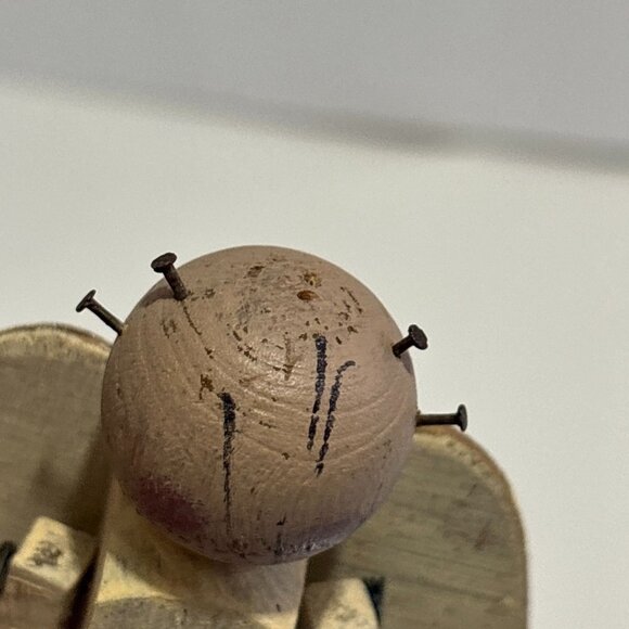 Handcrafted Wooden Angel Brown Figurines Set Of 6 Piece Rustic Finish Halos 4" - Picture 11 of 16